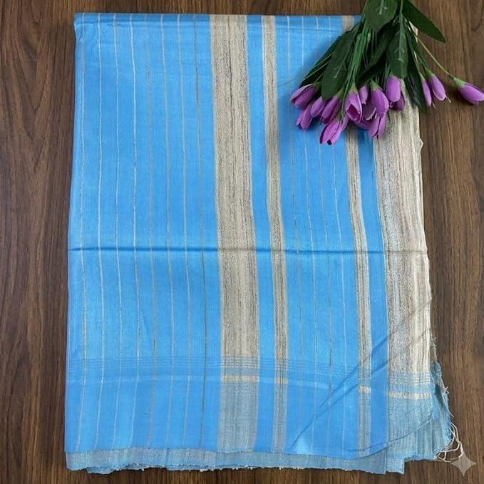 Women's Gheecha Silk Saree with Striped Design & Unstitched Blouse Piece - additional view