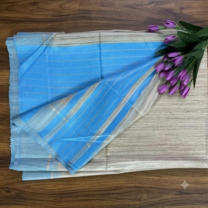 Women's Gheecha Silk Saree with Striped Design & Unstitched Blouse Piece - additional view