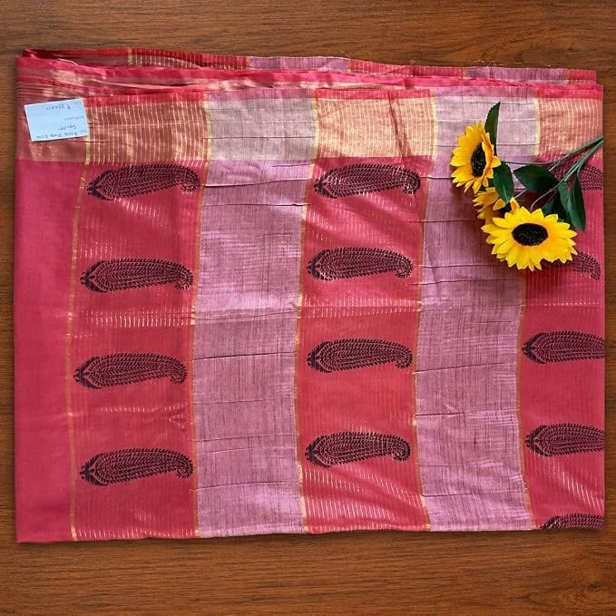 Women's Classic Slub Khadi Cotton Saree with Unstitched Blouse Piece - additional view