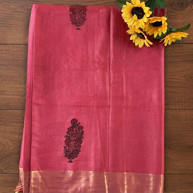 Women's Classic Slub Khadi Cotton Saree with Unstitched Blouse Piece - additional view