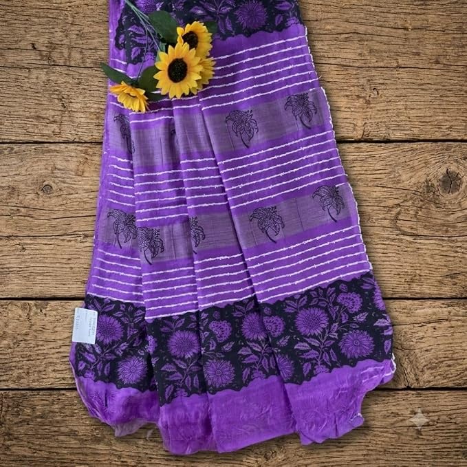 Celebrate the festive spirit of Navratri Day 8 with our Slub Khadi Cotton Saree - additional view