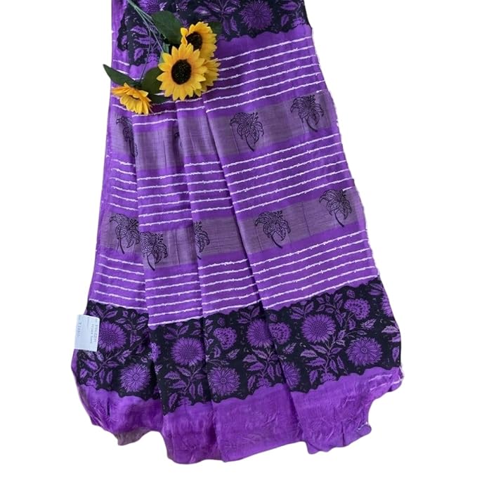 Celebrate the festive spirit of Navratri Day 8 with our Slub Khadi Cotton Saree - additional view