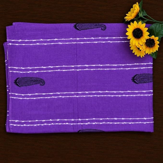 Celebrate the festive spirit of Navratri Day 8 with our Slub Khadi Cotton Saree - additional view