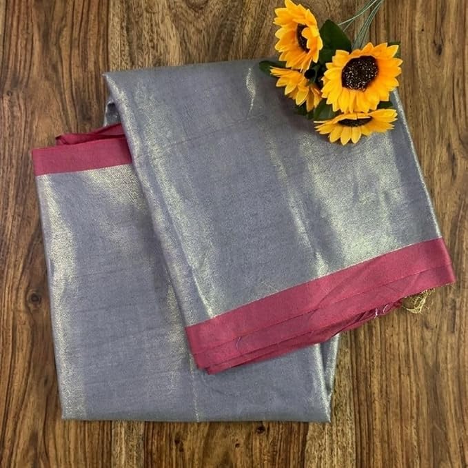 Women's Tissue Linen Saree with  Unstitched Blouse Piece - additional view