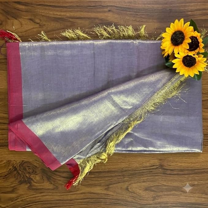 Women's Tissue Linen Saree with  Unstitched Blouse Piece - additional view
