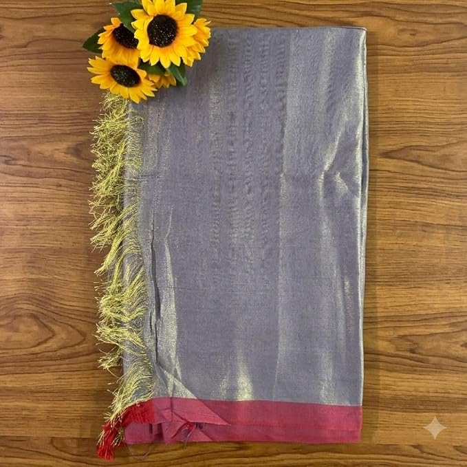 Women's Tissue Linen Saree with  Unstitched Blouse Piece - additional view