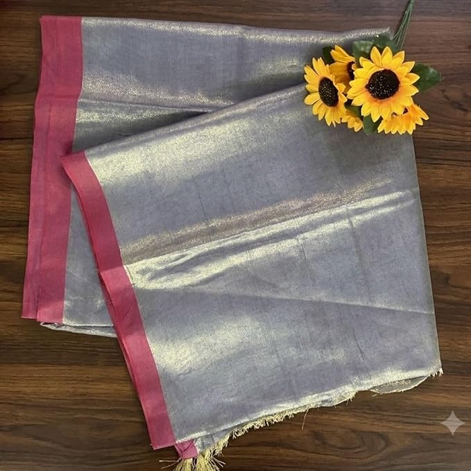 Women's Tissue Linen Saree with  Unstitched Blouse Piece - additional view
