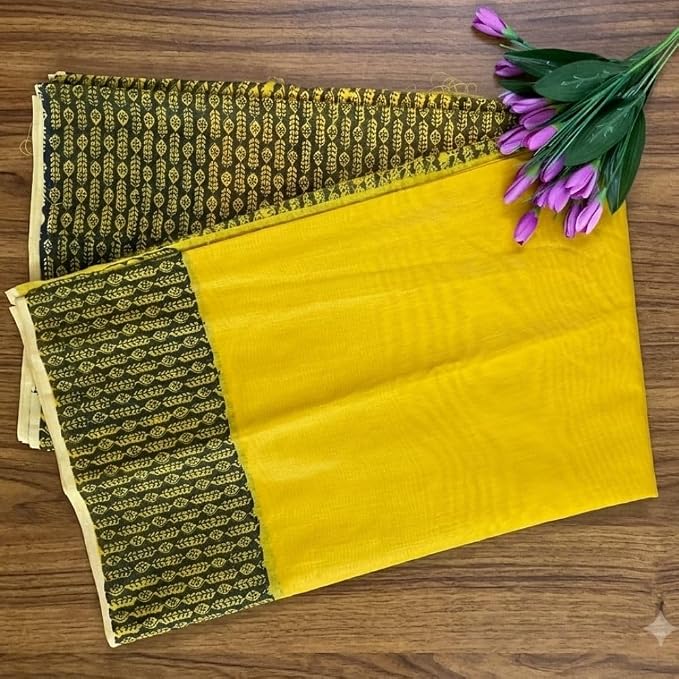 Women's Ready to Wear Handcrafted Chanderi Silk Saree with Hand Block Print - additional view