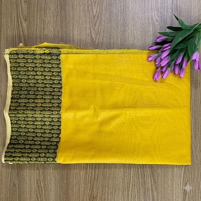Women's Ready to Wear Handcrafted Chanderi Silk Saree with Hand Block Print - additional view