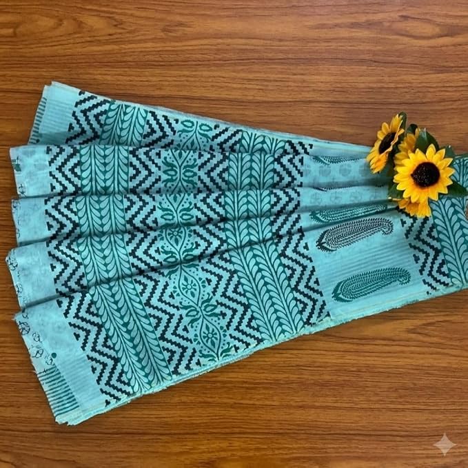 Women's Ready to Wear Handcrafted Chanderi Silk Saree with Hand Block Print