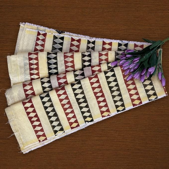 Women's Ready to Wear Chanderi Silk Saree with Geometric Hand Block Print - additional view