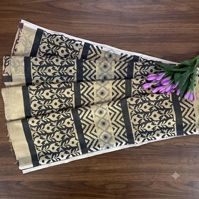 Women's Ready to Wear Chanderi Silk Saree with Traditional Hand Block Print - additional view