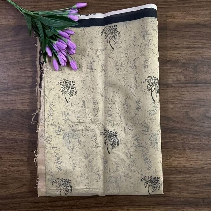 Women's Ready to Wear Chanderi Silk Saree with Traditional Hand Block Print - additional view