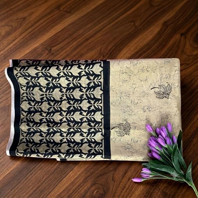 Women's Ready to Wear Chanderi Silk Saree with Traditional Hand Block Print - additional view