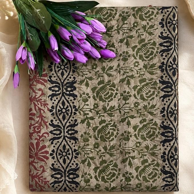 Women's Ready to Wear Handcrafted Chanderi Silk Saree with Hand Block Print - additional view