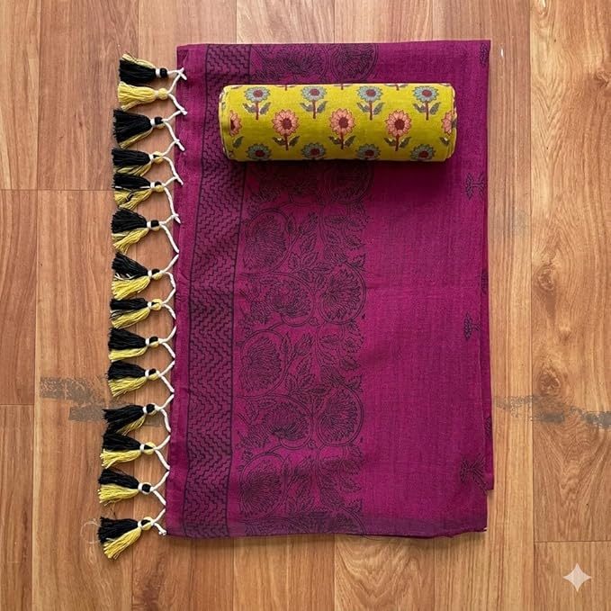 Khadi Cotton Saree for Women by Qyaari | Breathable Handwoven Saree | Perfect for Daily Wear, Office & Casual Styling
 - additional view