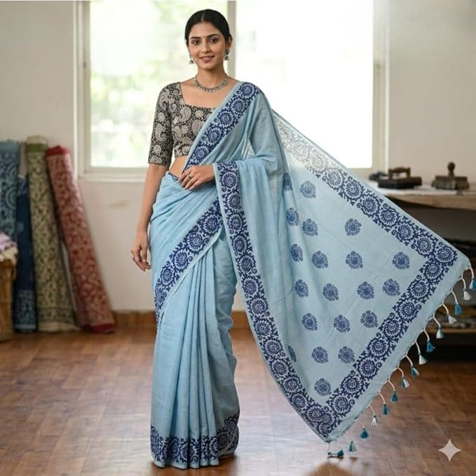 Qyaari Khadi Cotton Saree | Lightweight Handwoven Saree for Women | Summer Wear Ethnic Saree | Comfortable Daily Wear
