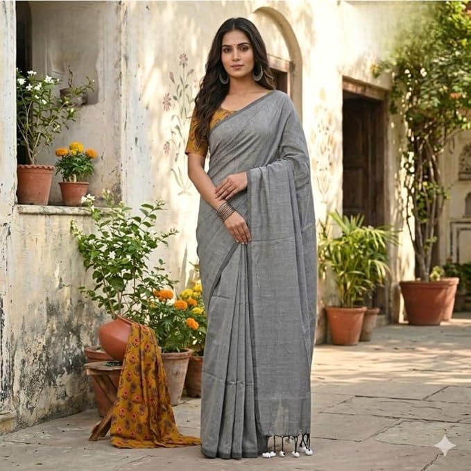 Qyaari Khadi Cotton Saree | Pure Cotton Handloom Saree for Women | Lightweight Summer Saree | Traditional Indian Wear
